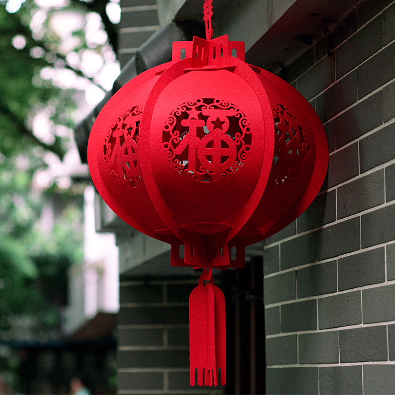 春节元旦无纺布年货装饰品福字大红灯笼鞭炮挂饰新年开业布置挂件