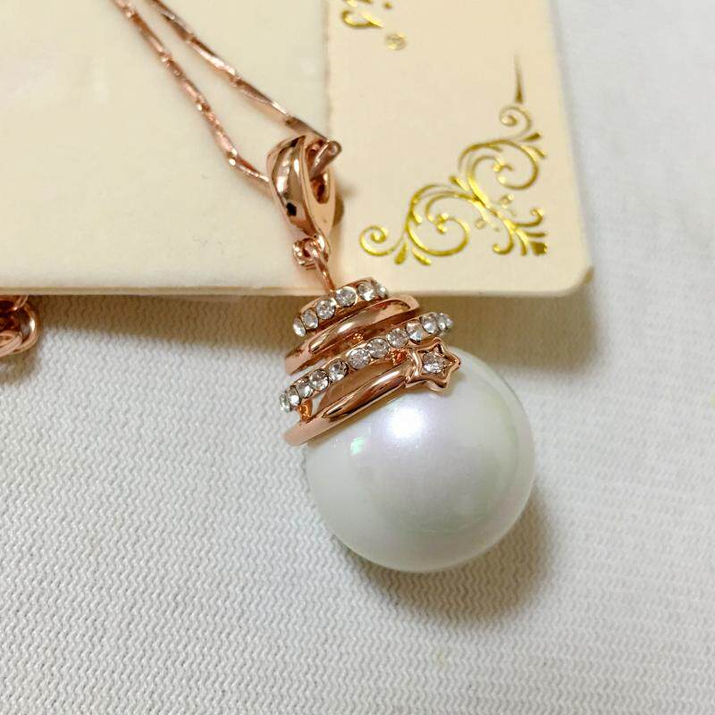 饰品玫瑰金色珍珠大气防过敏短链