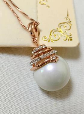 饰品玫瑰金色珍珠大气防过敏短链