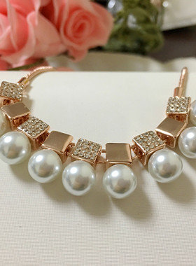 玫瑰金色水晶防过敏不掉皮短链