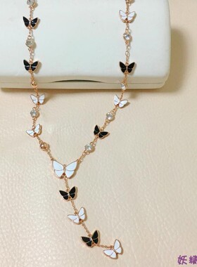 威妮华比拉玫瑰金色双面毛衣链