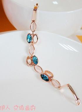 玫瑰金色蓝宝石镂空防过敏手链