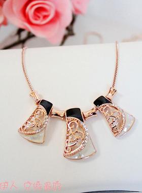 玫瑰金色贝壳串珠防过敏短链