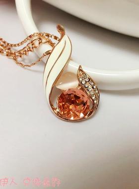 饰品玫瑰金色树叶气质款短链