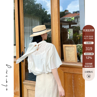 轻盈气质款短袖衬衫上衣女