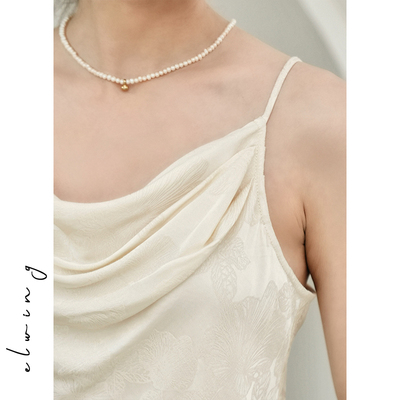 复古提花荡领吊带小衫