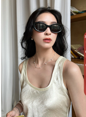 椭圆显脸小太阳镜墨镜防紫外线