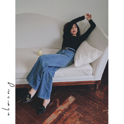 超柔纯棉直筒阔腿牛仔裤