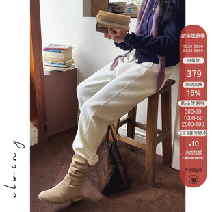 休闲裤 靴裤 女 卫裤 Elwing原创蓄热保暖羊毛加绒廓形感小脚九分裤