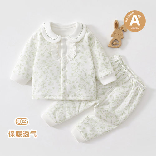 40g女童秋装套装婴儿保暖薄棉服