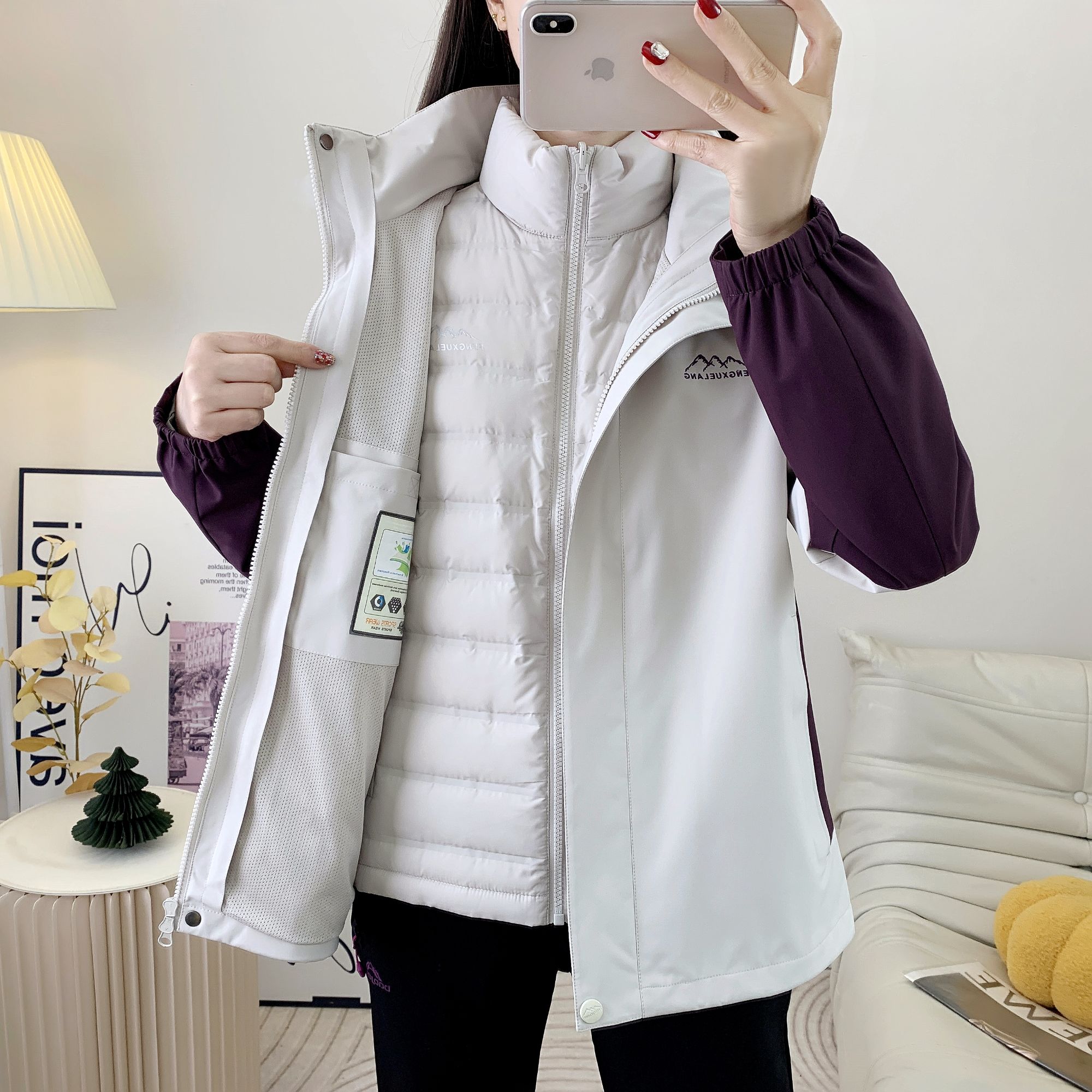 风雪狼品牌三合一冲锋衣女羽绒内胆可拆卸防风防水保暖冬季登山服