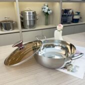 316L不锈钢汤锅火锅和面盆家用锅具加厚双耳煮锅电磁炉燃气灶通用