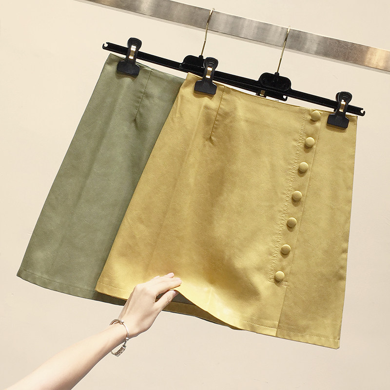 2020秋季新款韩版高腰单排扣a字半身裙女修身PU小皮包臀短裙新品|msdalam kategori Butik wanita / wanita, skirt - dari Buy2taobao.com untuk memberikan perkhidmatan ejen Taobao profesional membeli