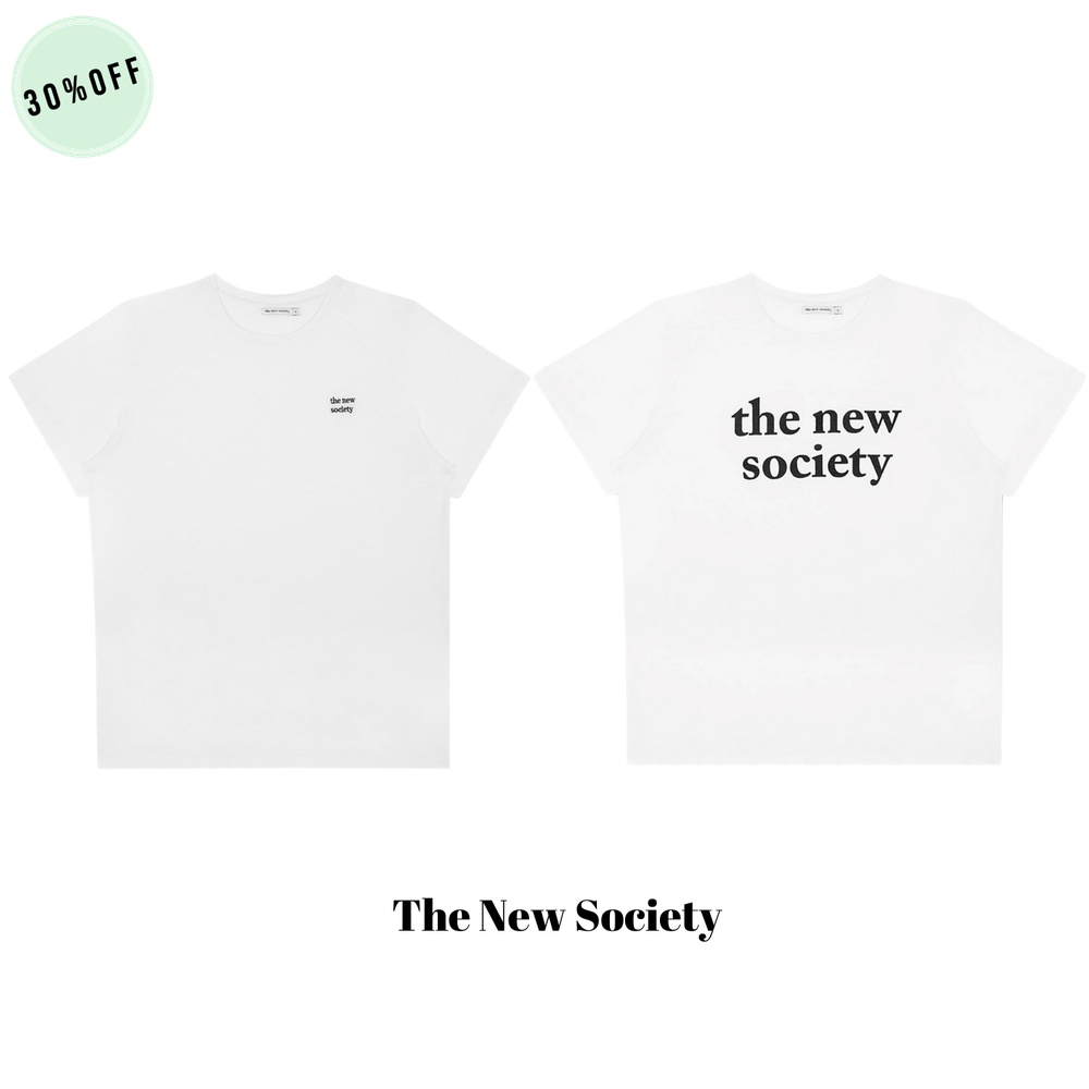 西班牙The New Society新品春夏百搭休闲纯色字母有机棉短袖T恤