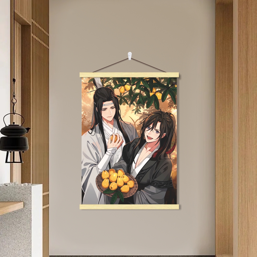 魔道祖师挂画客厅玄关卧室古风装饰画魏无羡蓝忘机创意布艺卷轴图片