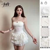 蕾丝显瘦优雅气质白色性感法式 龙牙童推荐 布达佩斯 纯欲夏连衣