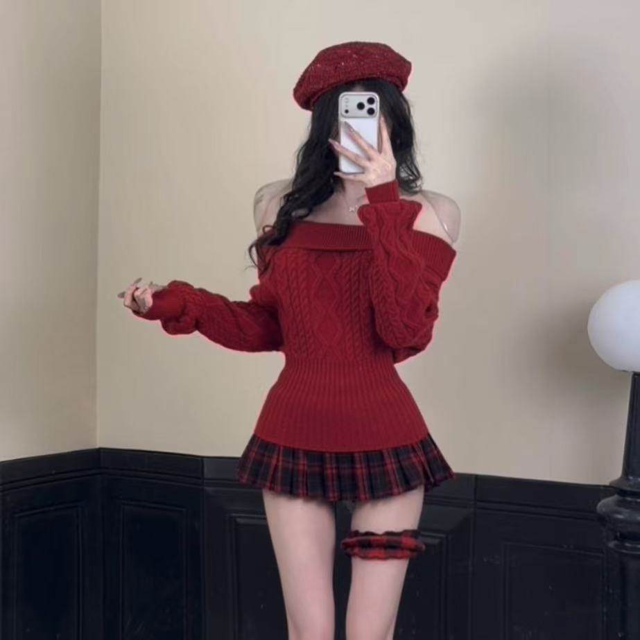 龙牙童推荐【圣诞限定】春秋冬圣诞套装针织毛衣长袖复古辣妹百褶,女装/女士精品,时尚套装,淘宝优惠券,粉丝福利购,淘宝优惠卷