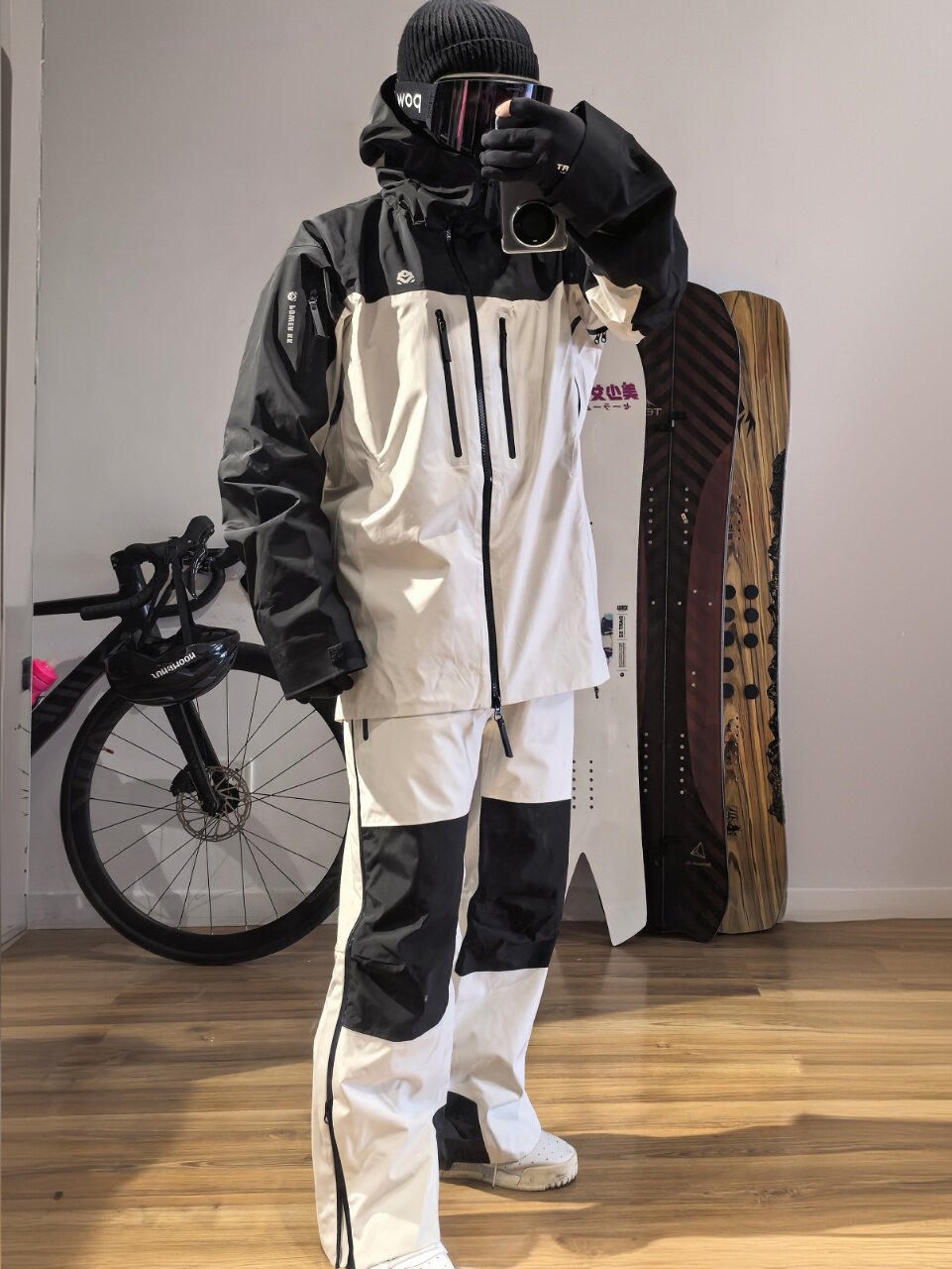 黑白熊猫3L滑雪服女款套装防水保暖单板滑雪衣男外套装备背带雪裤
