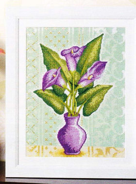 小小鱼DMC线十字绣套件 Gold103-1紫色马蹄莲花卉植物满绣手工