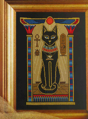 小小鱼DMC绣线十字绣套件 Gold35-1埃及猫 黑色绣布手工DIY刺绣