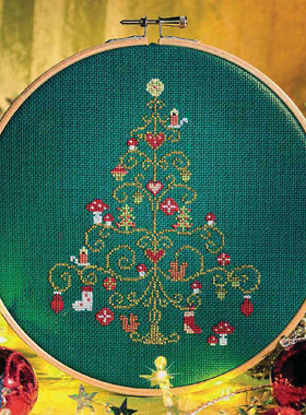 小小鱼DMC绣线十字绣套件 COL269-2圣诞树简约新品图绿色绣布DIY