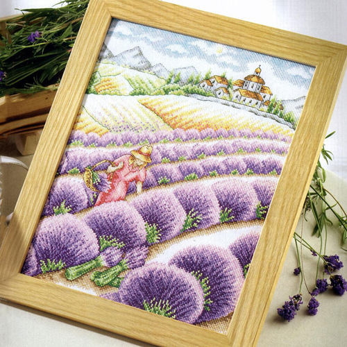 小小鱼DMC线十字绣套件 Gold77-1薰衣草田野田园风景印花
