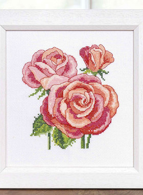 小小鱼DMC线十字绣套件 World230-5红色玫瑰花精准印花花朵