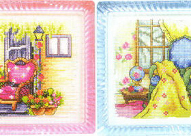 可爱卡通家居小小鱼DMC绣线十字绣 STC09-3椅子两幅精准印花套件