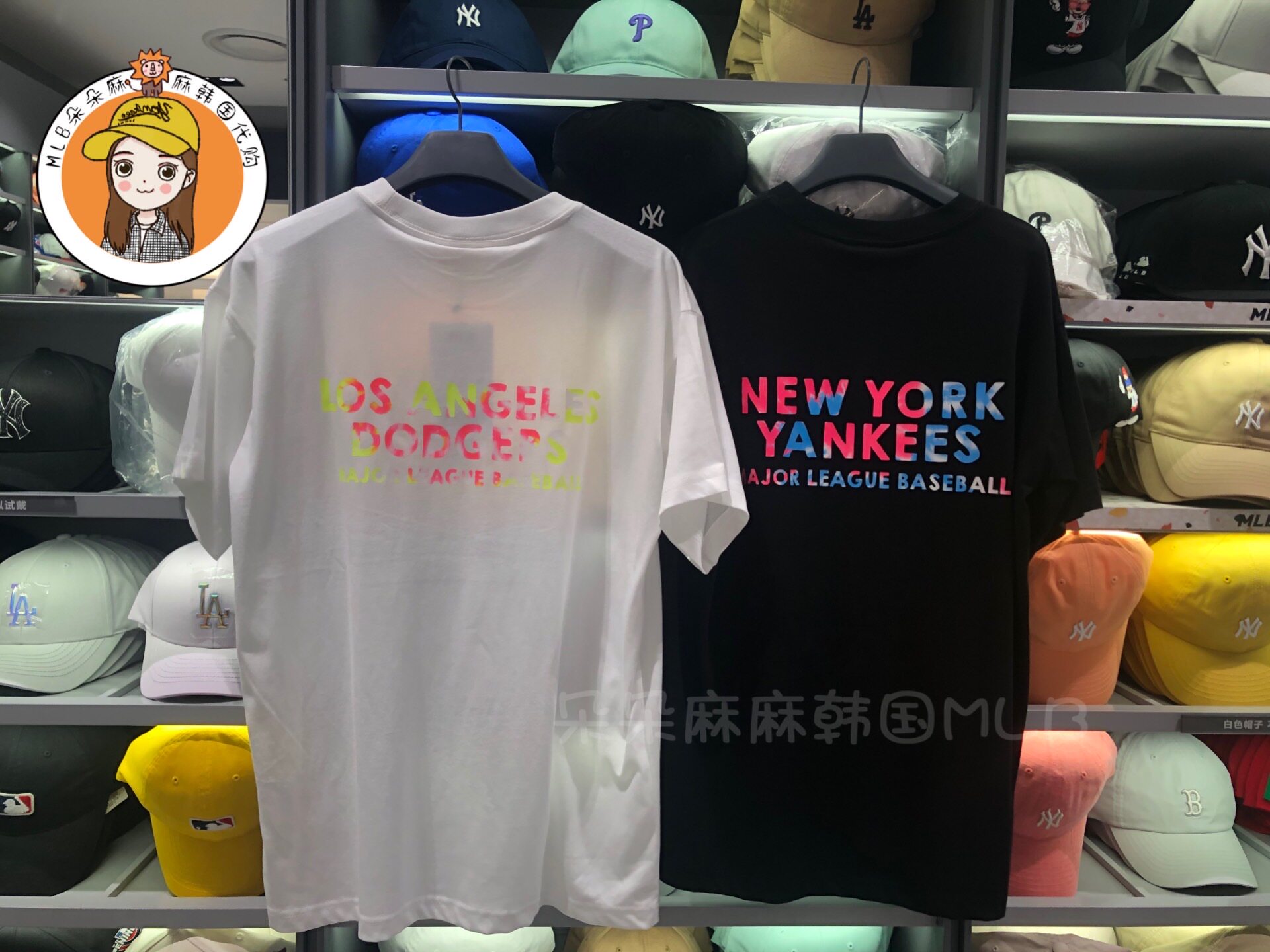 韩国MLB正品字背后扎染印花短袖款男女同款T恤ins风半袖31TSB4