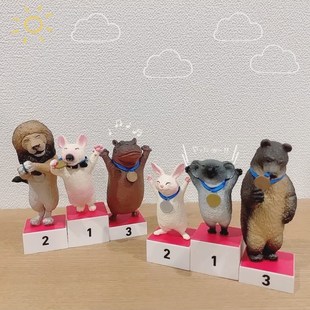 动物运动会颁奖台摆件 日本 STASTO正版扭蛋朝隈俊男领奖台摆件