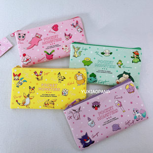 宠物小精灵宝可梦限定 日本 ts-fa限量PU皮制扁形笔袋拉链文具袋