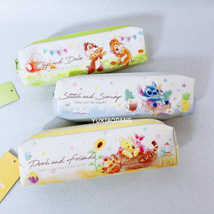 奇奇蒂蒂维尼史迪奇限定 日本 ts-fa长条形PU皮制拉链笔袋便携式