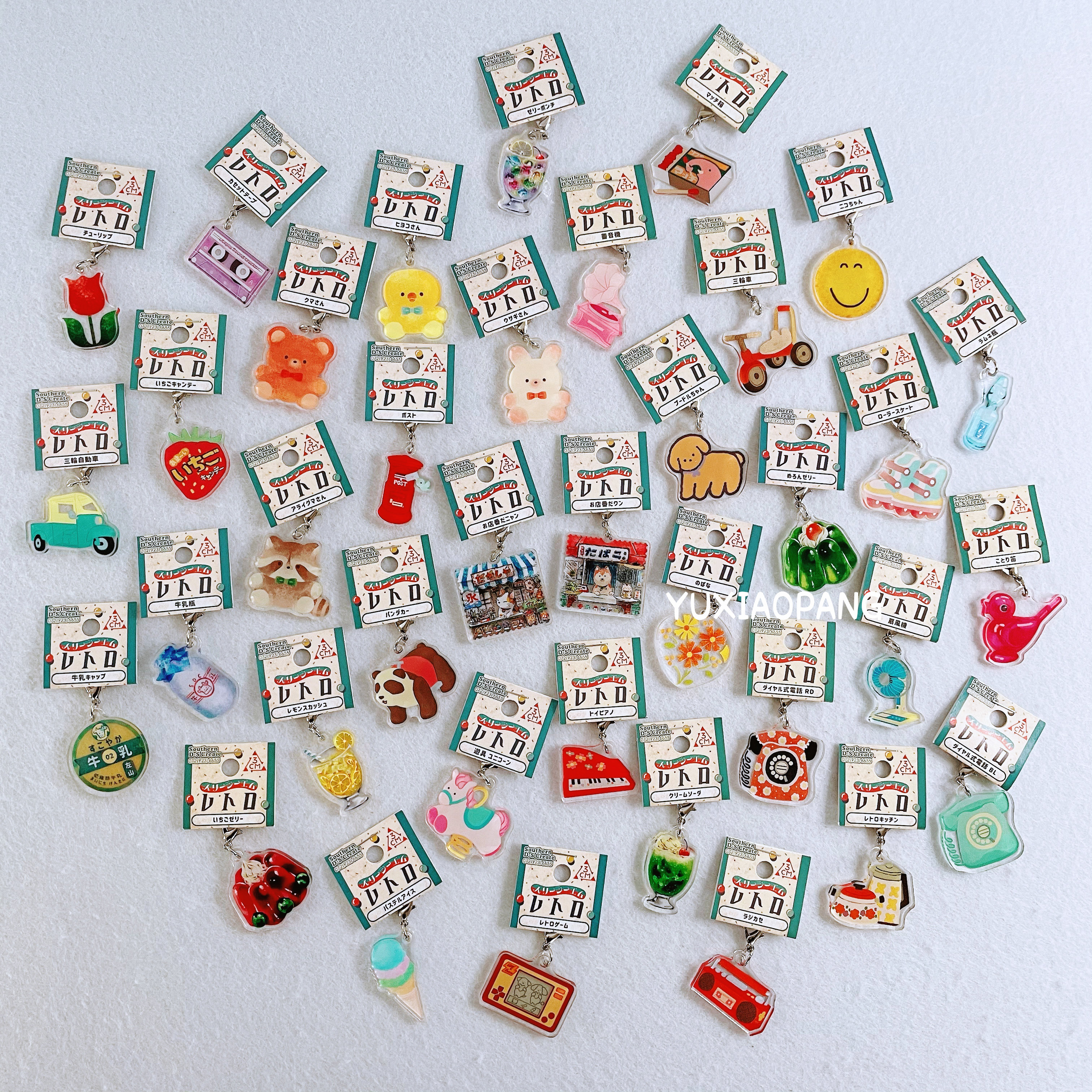 昭和复古系列限定 日本 限量3cm亚克力迷你小挂件拉链头吊坠挂饰