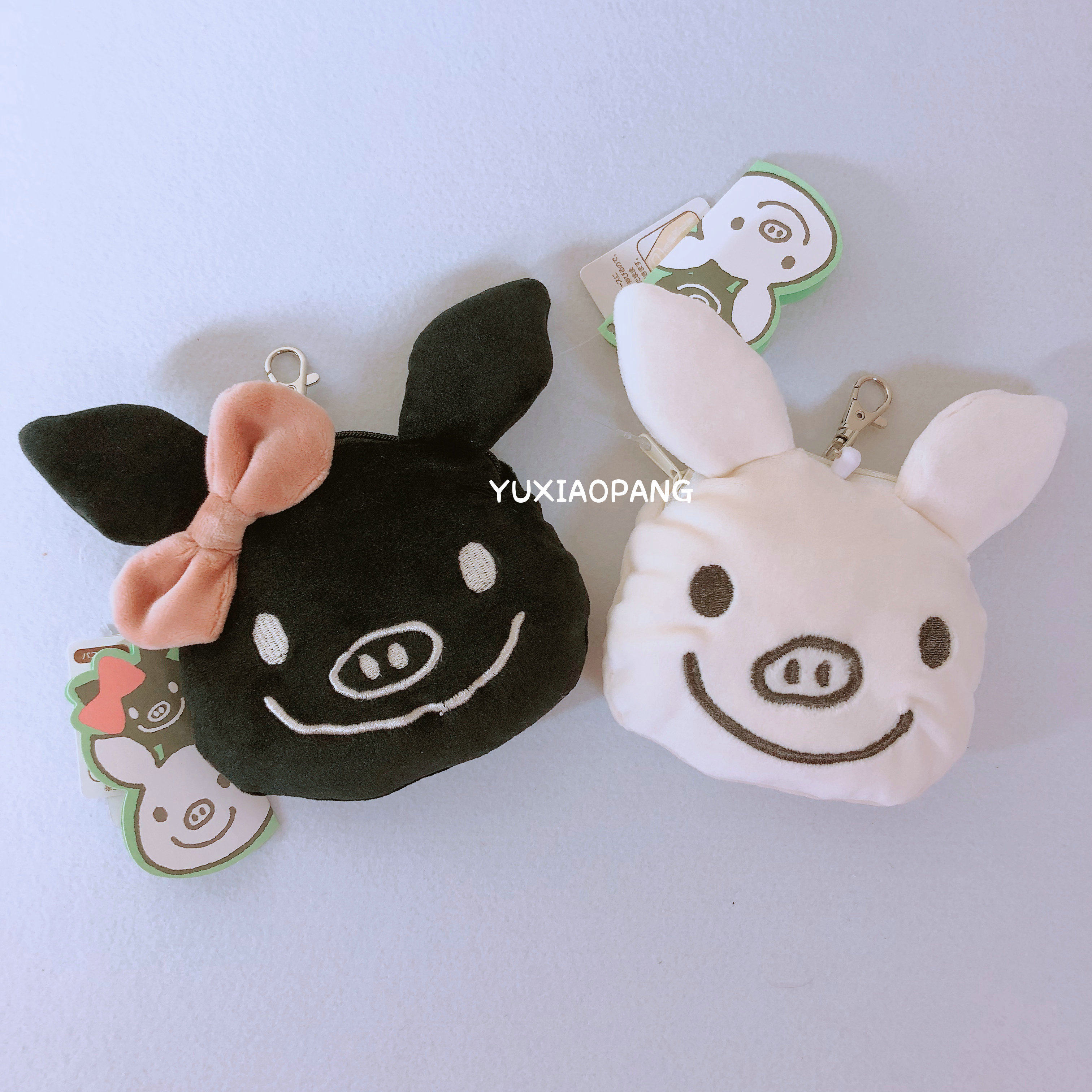猪年大吉 日本购回 lucky pig毛绒小猪头零钱包卡包带挂绳