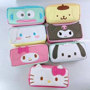 三丽鸥人物限定 日本 ts-fa限量PU皮制刺绣大容量拉链笔袋文具袋