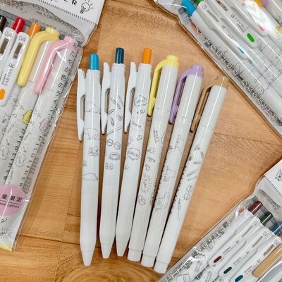 white学习动物心情中性笔荧光笔