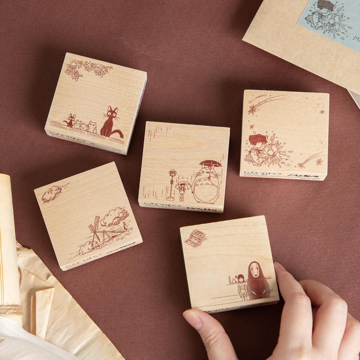 吉卜力宫崎骏动画限定 日本 beverly限量款方形木质印章手账素材