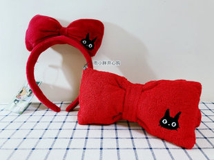 日本 魔女宅急便周边可爱发饰红蝴蝶结发箍束发带黑猫kiki