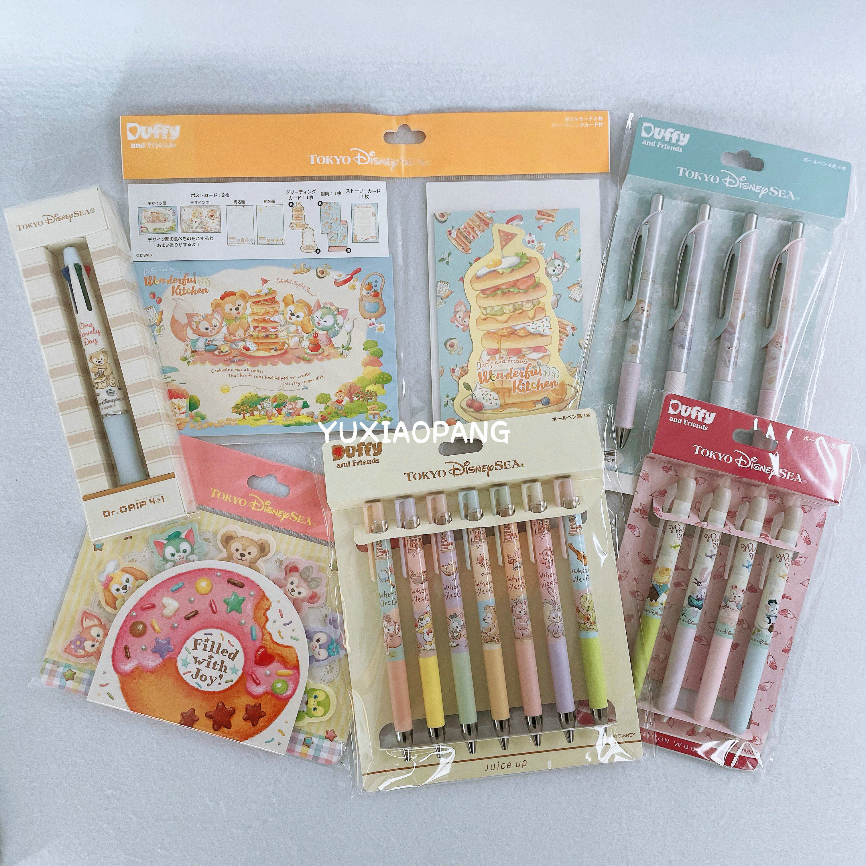 日本 迪士尼海洋七宝达菲duffy明信片中性笔可擦笔便利贴圆珠笔
