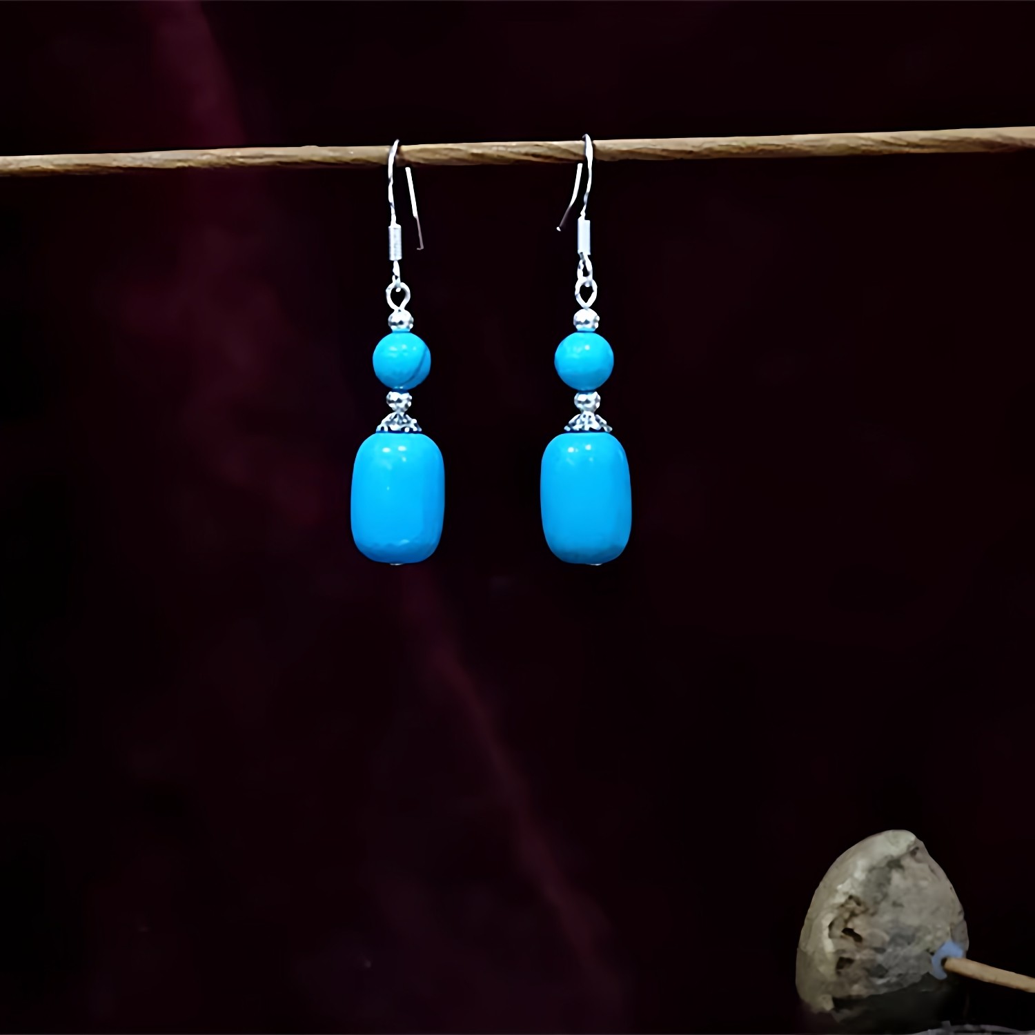 新款天然绿松石耳饰纯银高档耳环女复古宫廷气质百搭显瘦轻奢耳坠,饰品/流行首饰/时尚饰品新,耳饰,淘宝优惠券,粉丝福利购,淘宝优惠卷