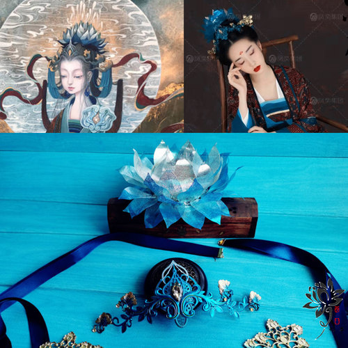 佛莲花头冠供养人唐魏晋狄鬓发饰