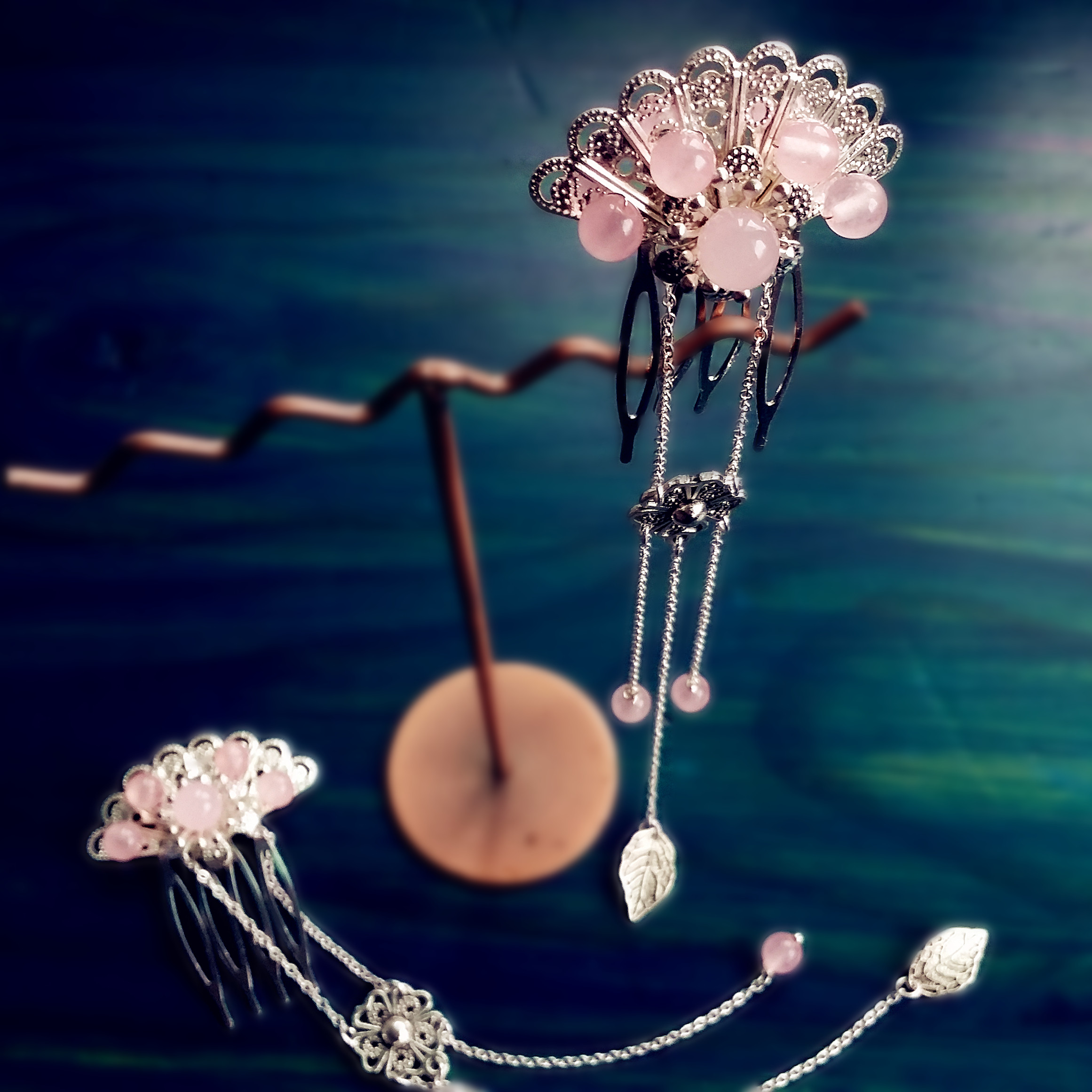 菡萏花开剑三同款汉服古典古装风旗袍影楼头饰流苏步摇发簪子七秀