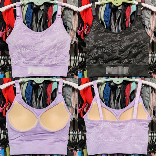 外贸运动背心瑜伽一体杯减震无钢圈紧身透气美背吊带健身内衣文胸