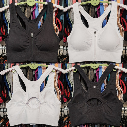 外贸运动内衣跑步无钢圈前拉链可拆垫速干透气美背心瑜伽健身文胸