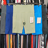 女式 四分裤 瑜伽运动速干紧身透气高腰弹跑步口袋大码 外贸健身短裤