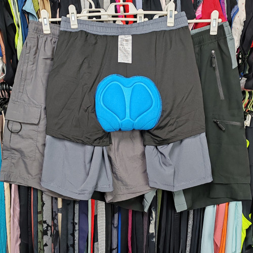 外贸男女骑行服紧身长裤宽松短裤做垫拉链口袋速干透气防滑耐磨