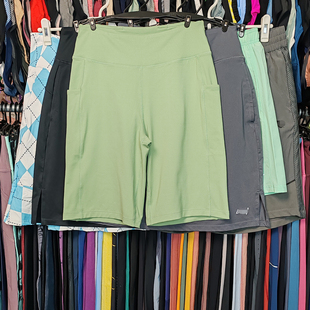 裙 瑜伽健身速干高腰口袋弹跑步日常休闲防走光裤 杂款 外贸运动短裤