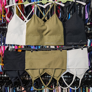 外贸运动内衣健身速干无钢圈透气交叉细带背心高弹柔软瑜伽文胸罩