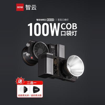 智云功率王X100摄影补光灯直播拍摄便携常亮灯人像美颜发丝灯