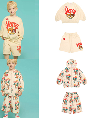 Babyking25春夏款BE儿童宝宝洋气休闲夏威夷小狗薄款时尚外套套装